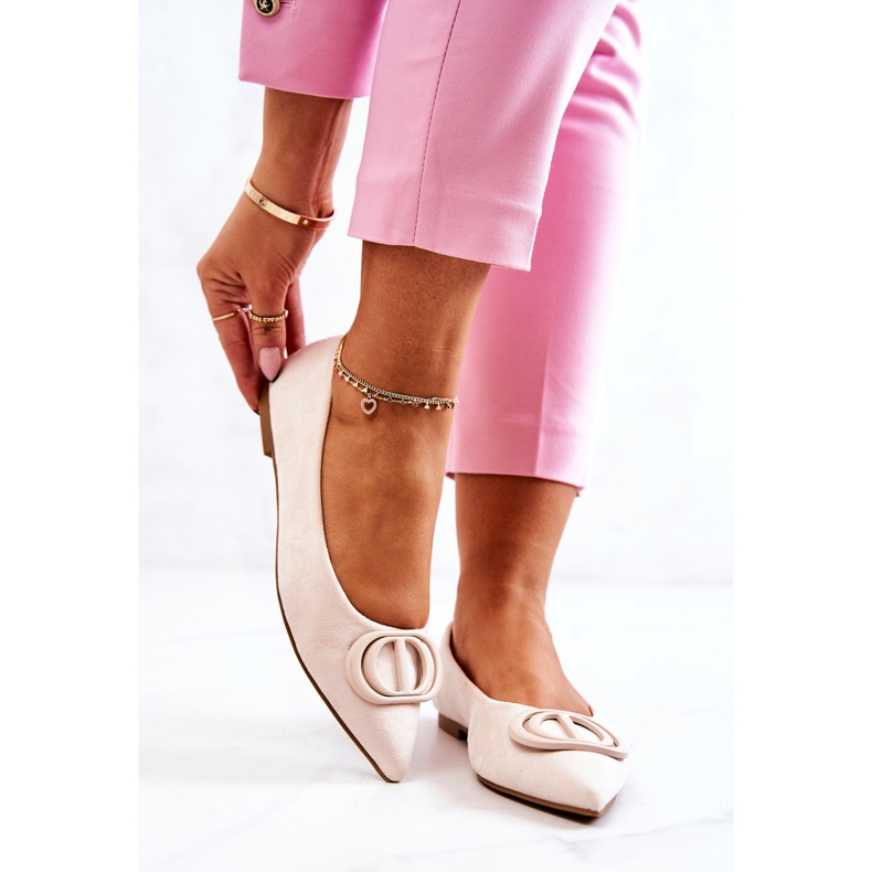 PS1 Suede Ballerinas In Spitz Light Beige Neriso 2