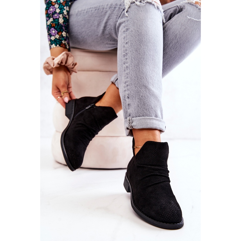 PS1 Openwork crinkled boots Black Cynthia 1