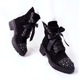 Suede Boots Workery Lewski Shoes Tied 3069 Black 2