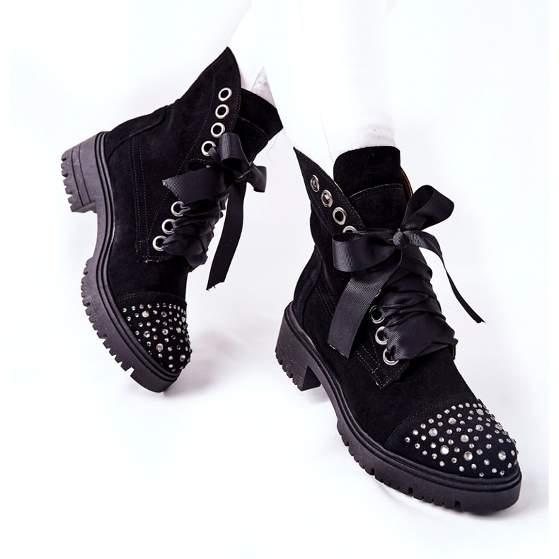 Suede Boots Workery Lewski Shoes Tied 3069 Black 2