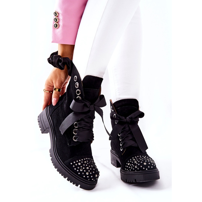 Suede Boots Workery Lewski Shoes Tied 3069 Black 3