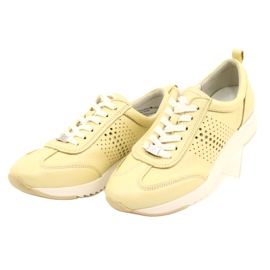 Caprice Women's Openwork Leather Shoes 23500-28 655 yellow 3