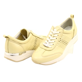 Caprice Women's Openwork Leather Shoes 23500-28 655 yellow 4