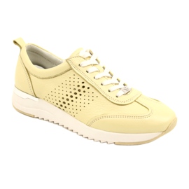 Caprice Women's Openwork Leather Shoes 23500-28 655 yellow 2
