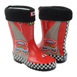 American Club Wellies insulated with a Red Car sock white black grey 2