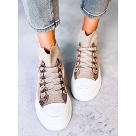 Reta Khaki ankle sock sneakers beige brown 1
