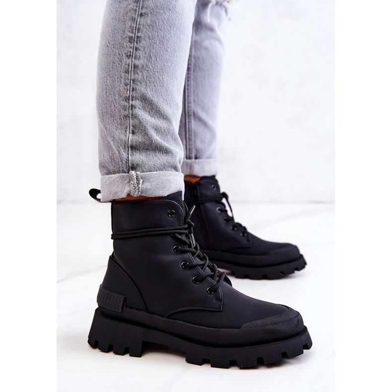 Leather Warm Boots Tied Black Racquell 1