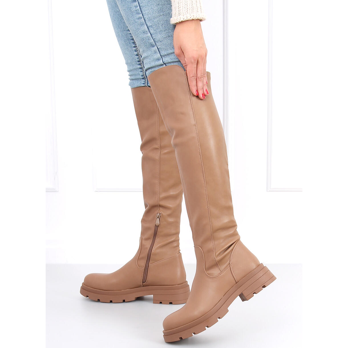 Beige clearance riding boots