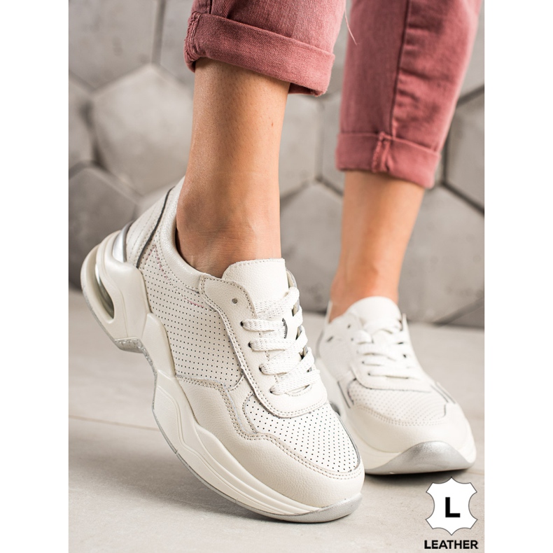 Goodin Openwork Leather Sneakers white 1