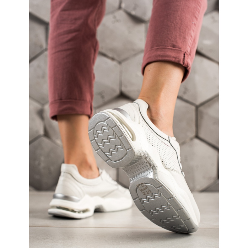 Goodin Openwork Leather Sneakers white 2