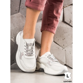 Goodin Openwork Leather Sneakers white silver 1 Goodin Openwork Leather Sneakers white silver 1