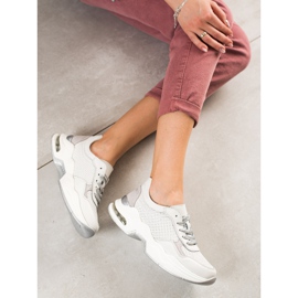 Goodin Openwork Leather Sneakers white silver 2 Goodin Openwork Leather Sneakers white silver 2