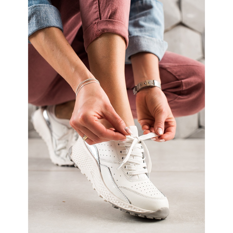 Goodin Stylish Leather Sneakers white silver 1 Goodin Stylish Leather Sneakers white silver 1