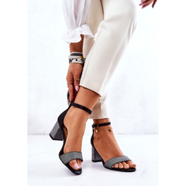 PA2 Leather Sandals On A Bar Black And Silver Lorene 2
