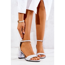 PA2 Leather Sandals On A Silver Lorene Bar grey 1