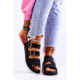 FM1 Black Reese Buckle Sandals 1