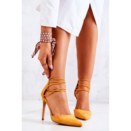PS1 Elegant Suede Yellow High Heels Loveth 2