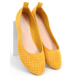 Ameli Yellow openwork ballerinas 2