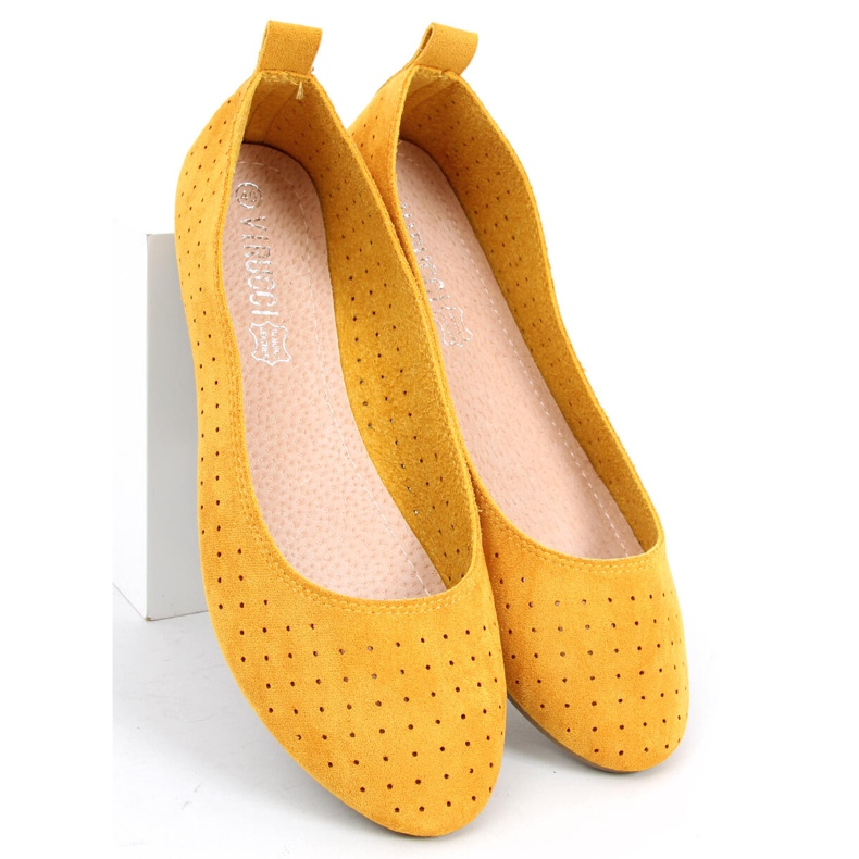 Ameli Yellow openwork ballerinas 2