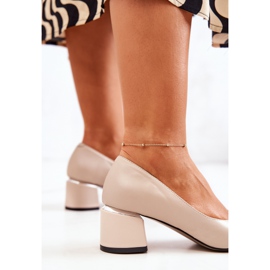 PA2 Leather Pumps Toe In Spitz Beige Marilyn 1