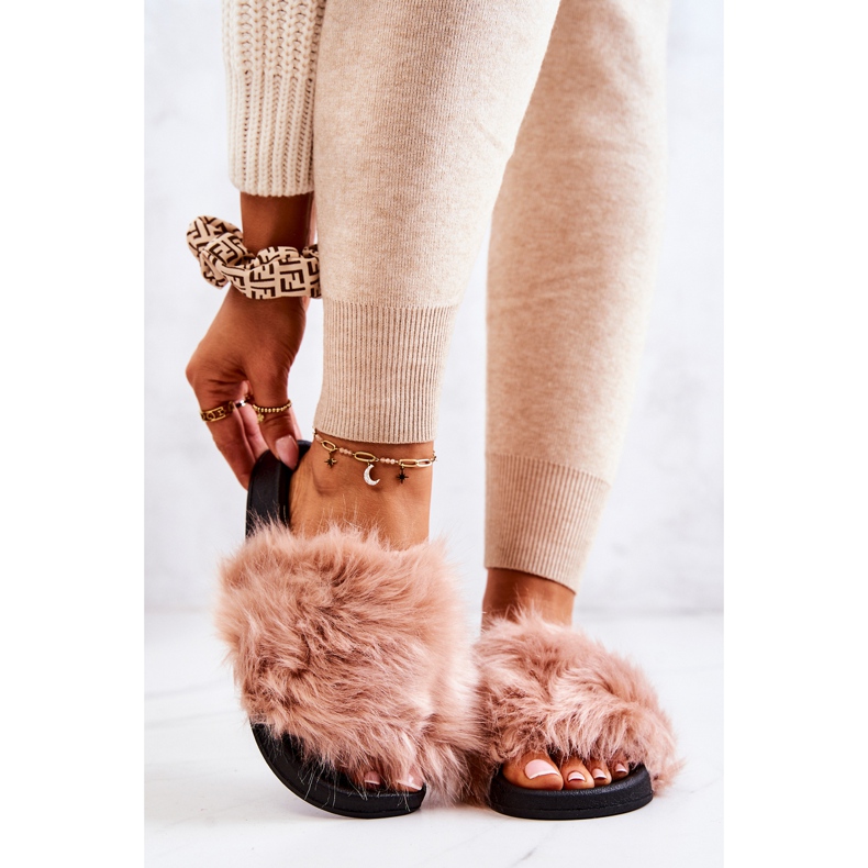 PM1 Slippers With Fur, Rubber Dirty Pink Pollie beige 2 PM1 Slippers With Fur, Rubber Dirty Pink Pollie beige 2