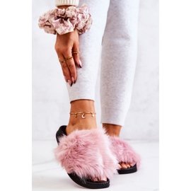 PM1 Slippers With Fur, Rubber Pink Pollie 1