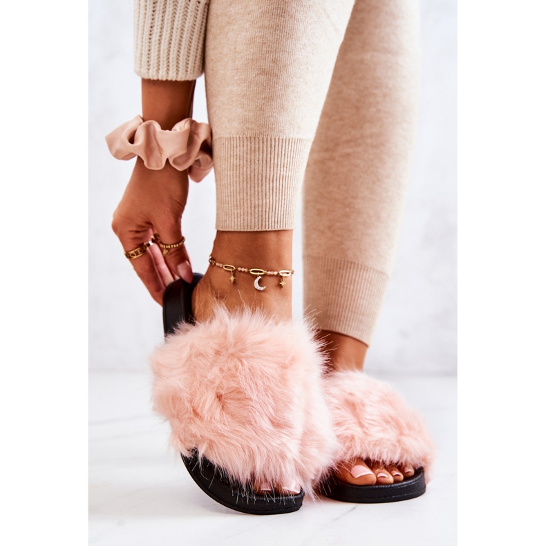 PM1 Slippers With Fur, Rubber, Light pink Pollie 2