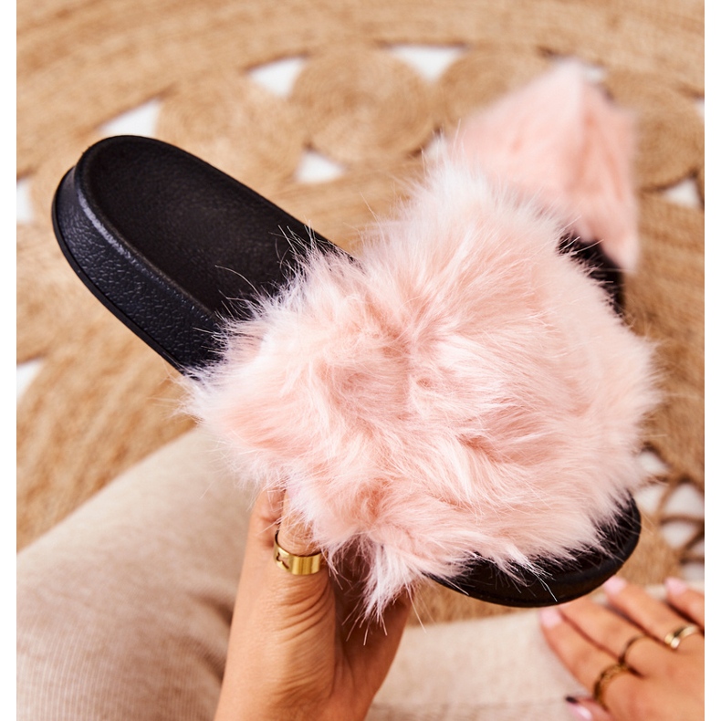 PM1 Slippers With Fur, Rubber, Light pink Pollie 1