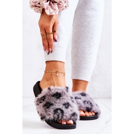 PM1 Slippers With Fur, Rubber Leopard Gray Noelle grey 2