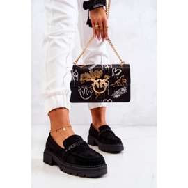 PL5 Suede Loafers Letters La.Fi Black Jenefer 1