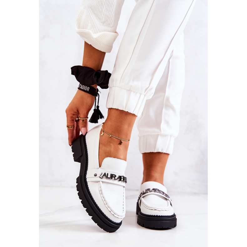 PL5 Leather Loafers Letters La.Fi White Jenefer 2