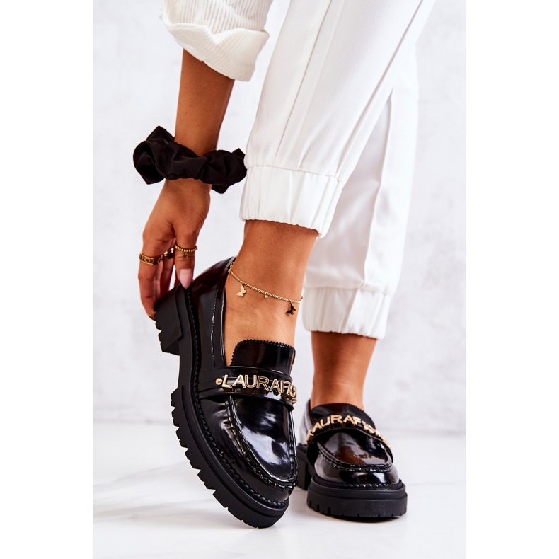 PL5 Lacquered Loafers Letters La.Fi Black Jenefer 1