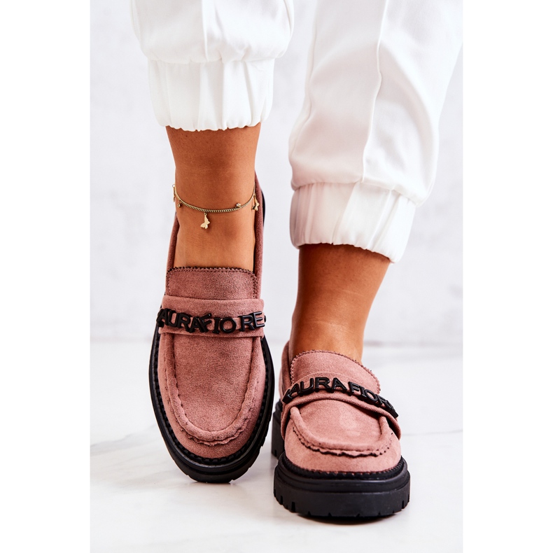 PL5 Suede Loafers Letters La.Fi Dirty Pink Jenefer 1