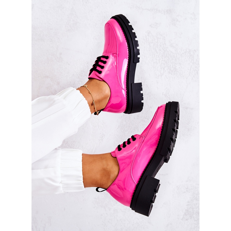 PL5 Lacquered Lace-up Shoes La.Fi Black Joselin pink 1