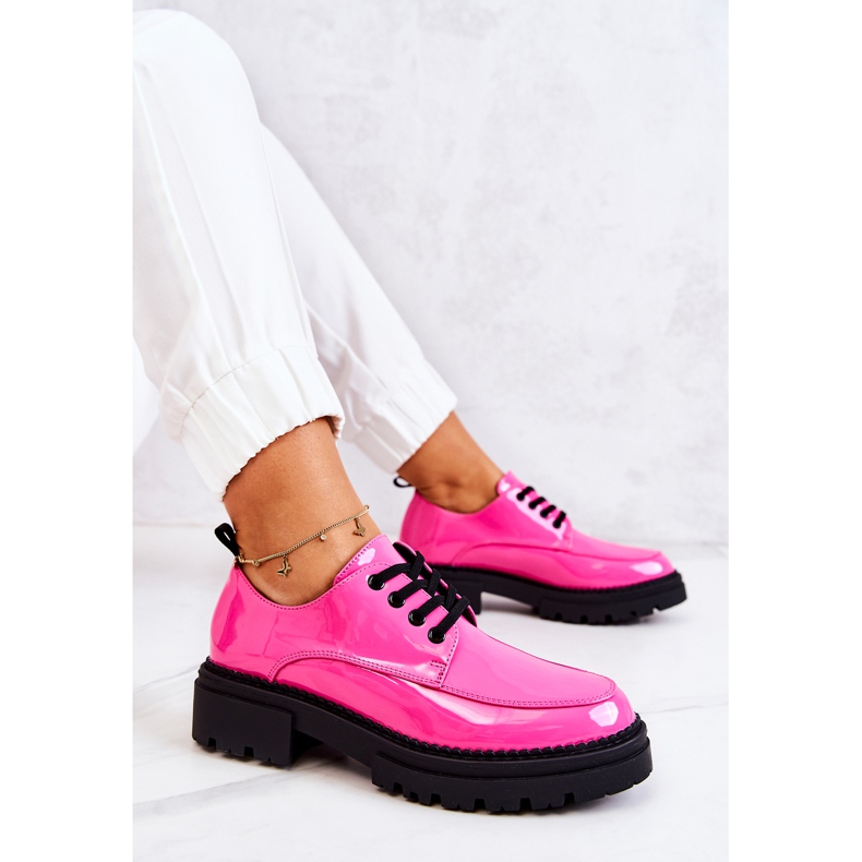 PL5 Lacquered Lace-up Shoes La.Fi Black Joselin pink 2