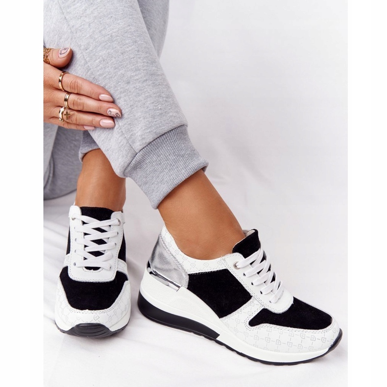 Leather Wedge Sneakers S.Barski Black-White 4 Leather Wedge Sneakers S.Barski Black-White 4