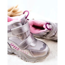 PJ2 Warm Snow Boots With Velcro Silver Percy grey 1