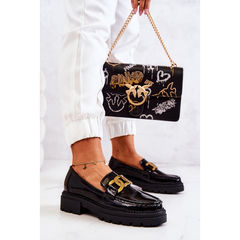 PL5 Lacquered Loafers With La.Fi Decoration Black Laurene 1