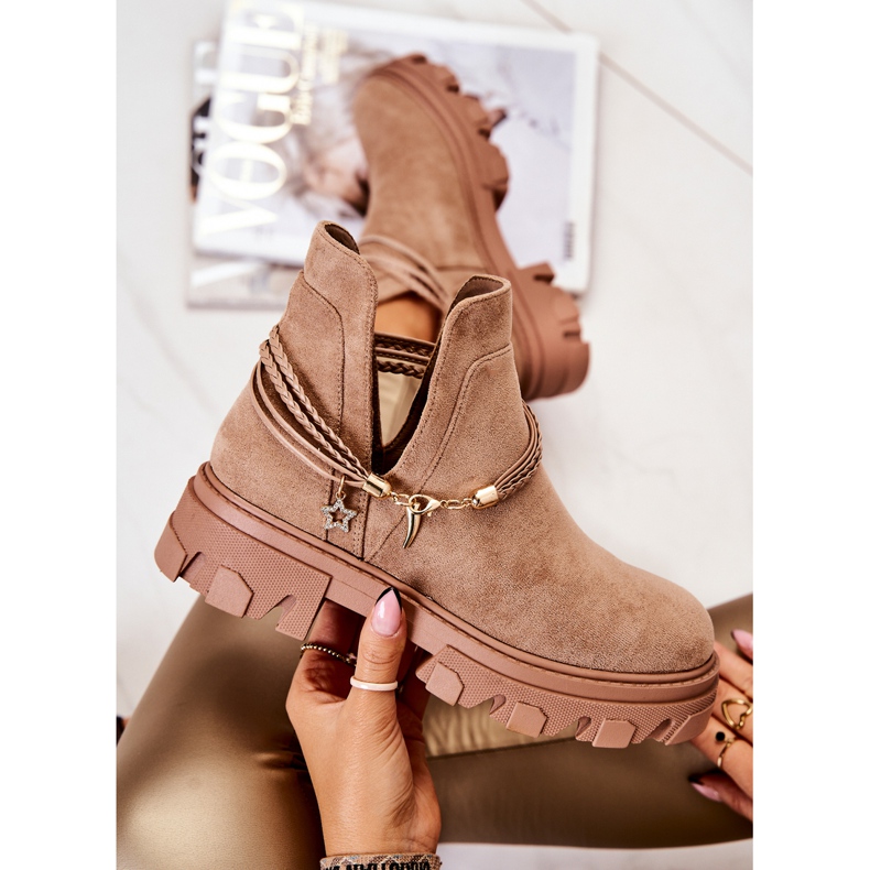 PS1 Suede Worker Boots With Stripes Beige Moriah brown 1