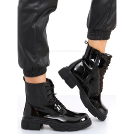 Lacquered lace-up boots Ress Black 1