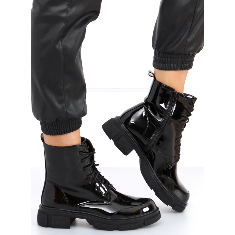 Lacquered lace-up boots Ress Black 1