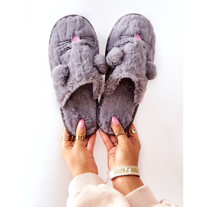 PE1 Soft Mouse Slippers With Gray Luise Ears grey 1