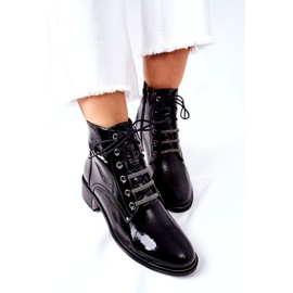 D&A Classic Women's Warm Boots Lacquered Black Reflection 5