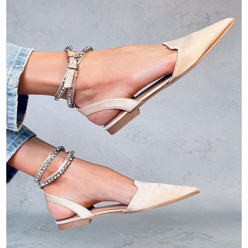 Elegant ballerinas with Dust Champagne stones beige 1