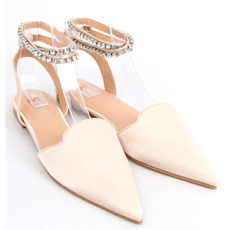 Elegant ballerinas with Dust Champagne stones beige 2