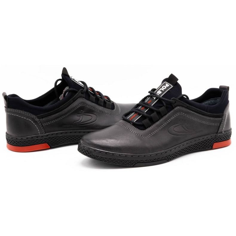 Polbut Men's casual leather shoes K24, gray grey 4