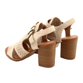 Beige Openwork Women's Evento Sandals 21SD35-3581 2