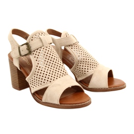 Beige Openwork Women's Evento Sandals 21SD35-3581 3