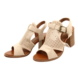 Beige Openwork Women's Evento Sandals 21SD35-3581 4