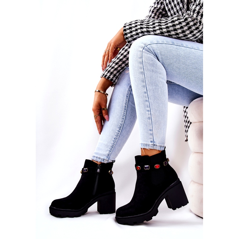 SEA Women's Boots On Heel With Crystals Black Macbeth 1